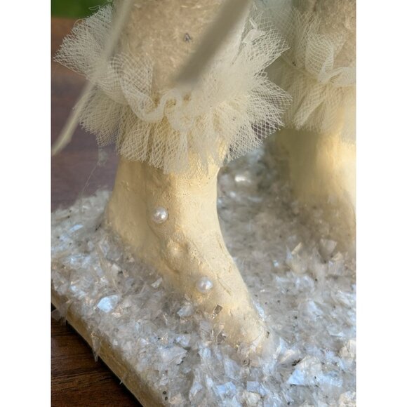 Bethany Lowe Snowman Christmas Snow Lady Tutu Pearls Holding Bell Garland 16” - Picture 13 of 13